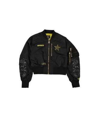 x Alpha Women's Industries Black Dallas Cowboys Full-Zip Crop Jacket