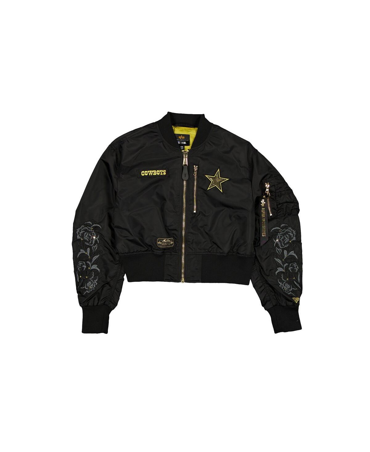 New Era X Alpha Women's Industries Black Dallas Cowboys Full-zip Crop Jacket In Black