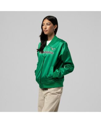 Women's Kelly Green Philadelphia Eagles Full-Snap Satin Jacket