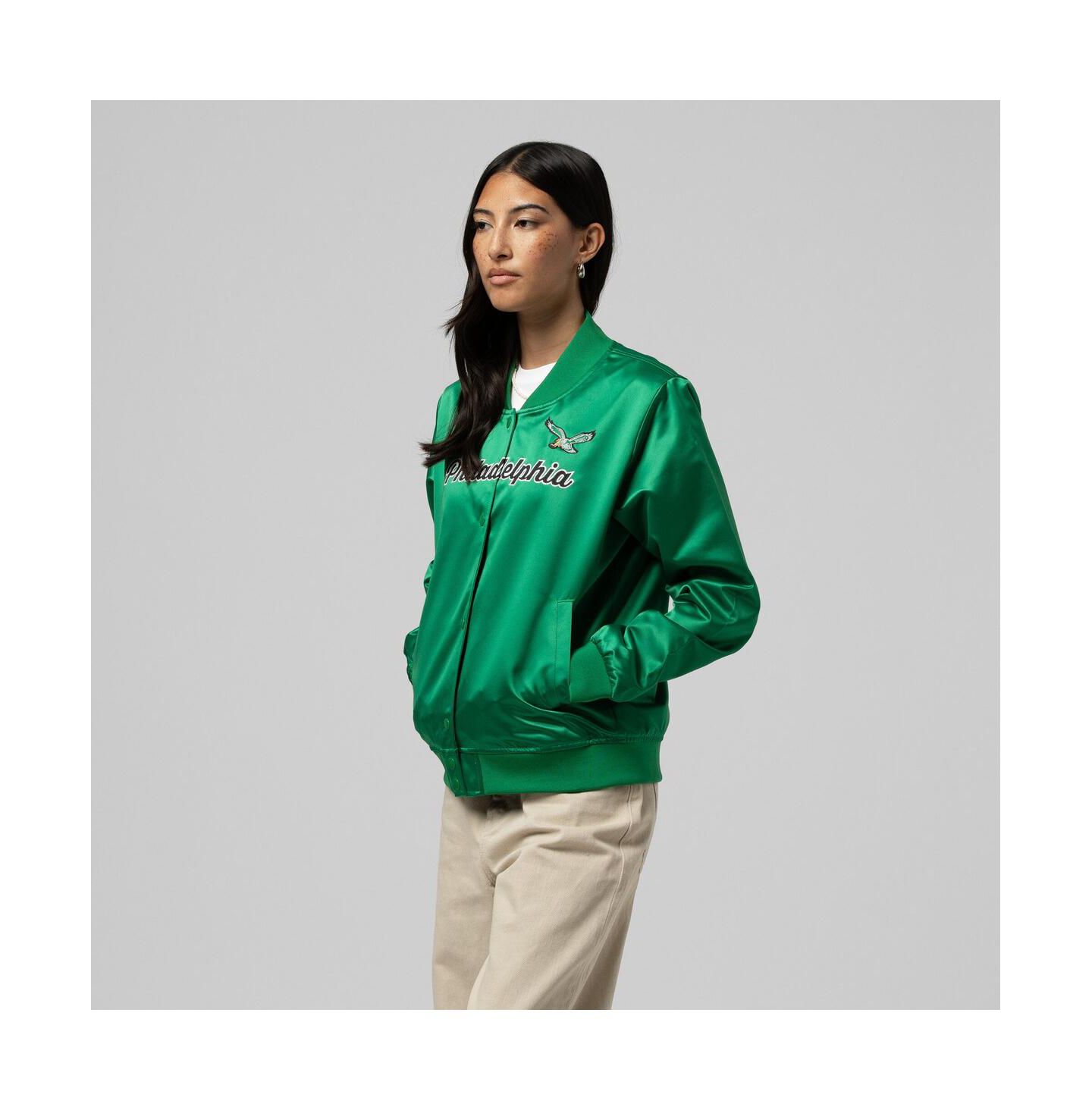 Женская куртка Mitchell & Ness Kelly Green Philadelphia Eagles Full-Snap Satin — фото 1