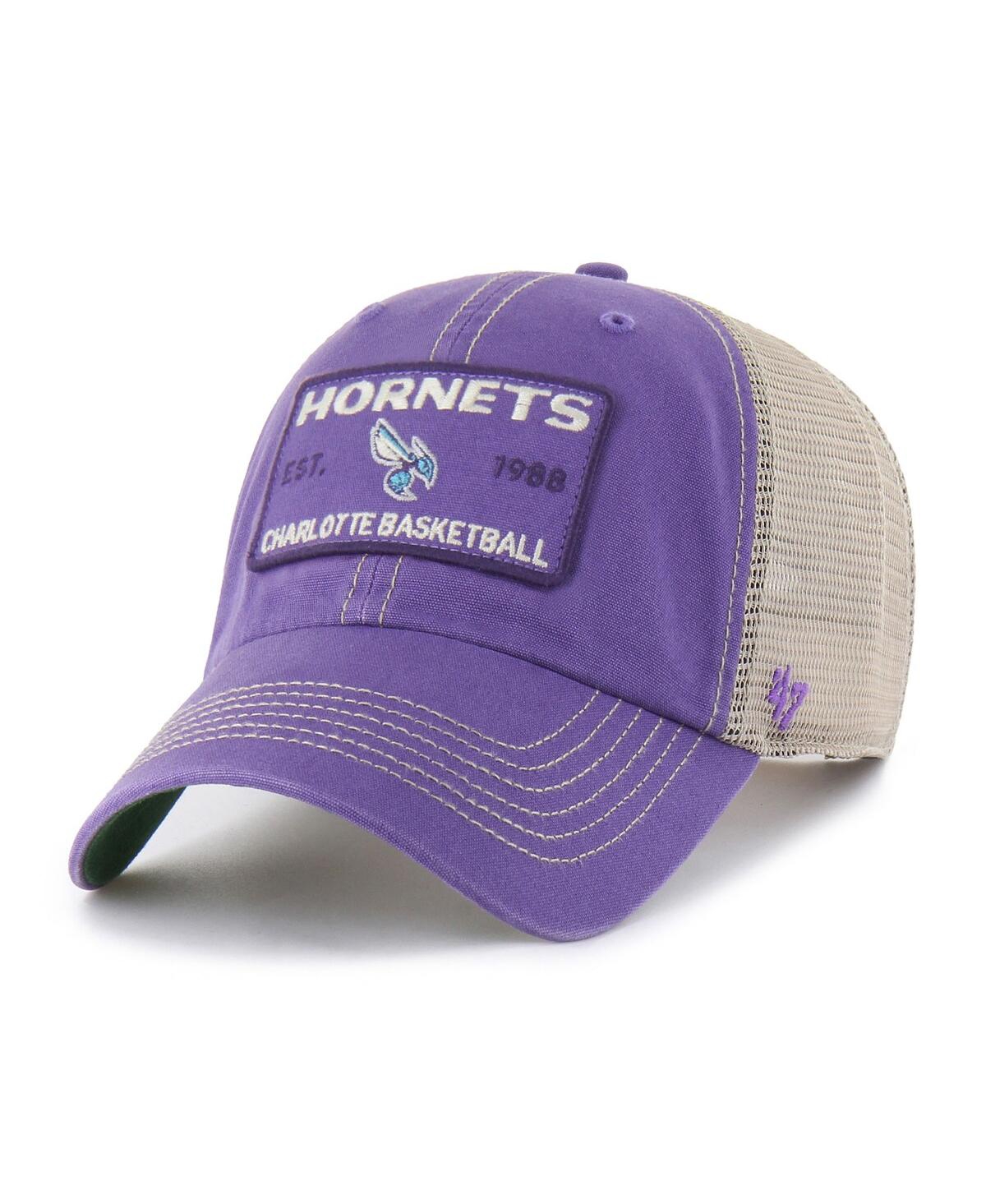 '47 Brand Men's Purple/Tan Charlotte Hornets Wabash Patch Clean Up Adjustable Hat