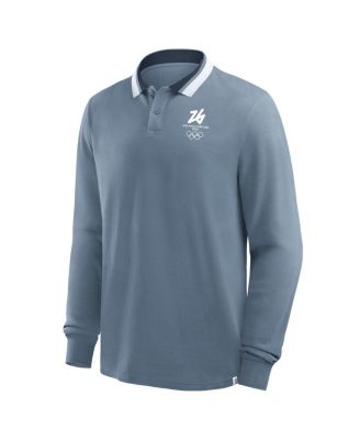 Men's Blue Milano Cortina 2026 Winter Olympics Tipped Long Sleeve Polo Shirt