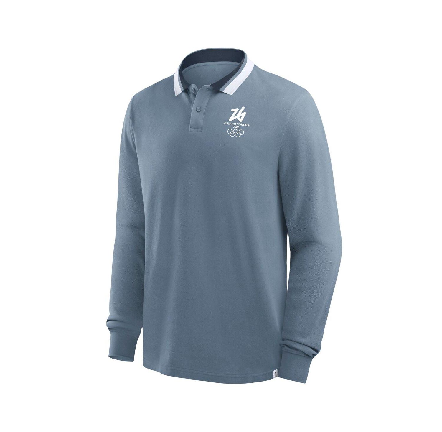 Men's Blue Milano Cortina 2026 Winter Olympics Tipped Long Sleeve Polo Shirt