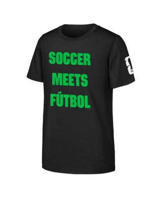 Big Boys and Girls Black FIFA World Cup 2026 Soccer Meets Football T-Shirt