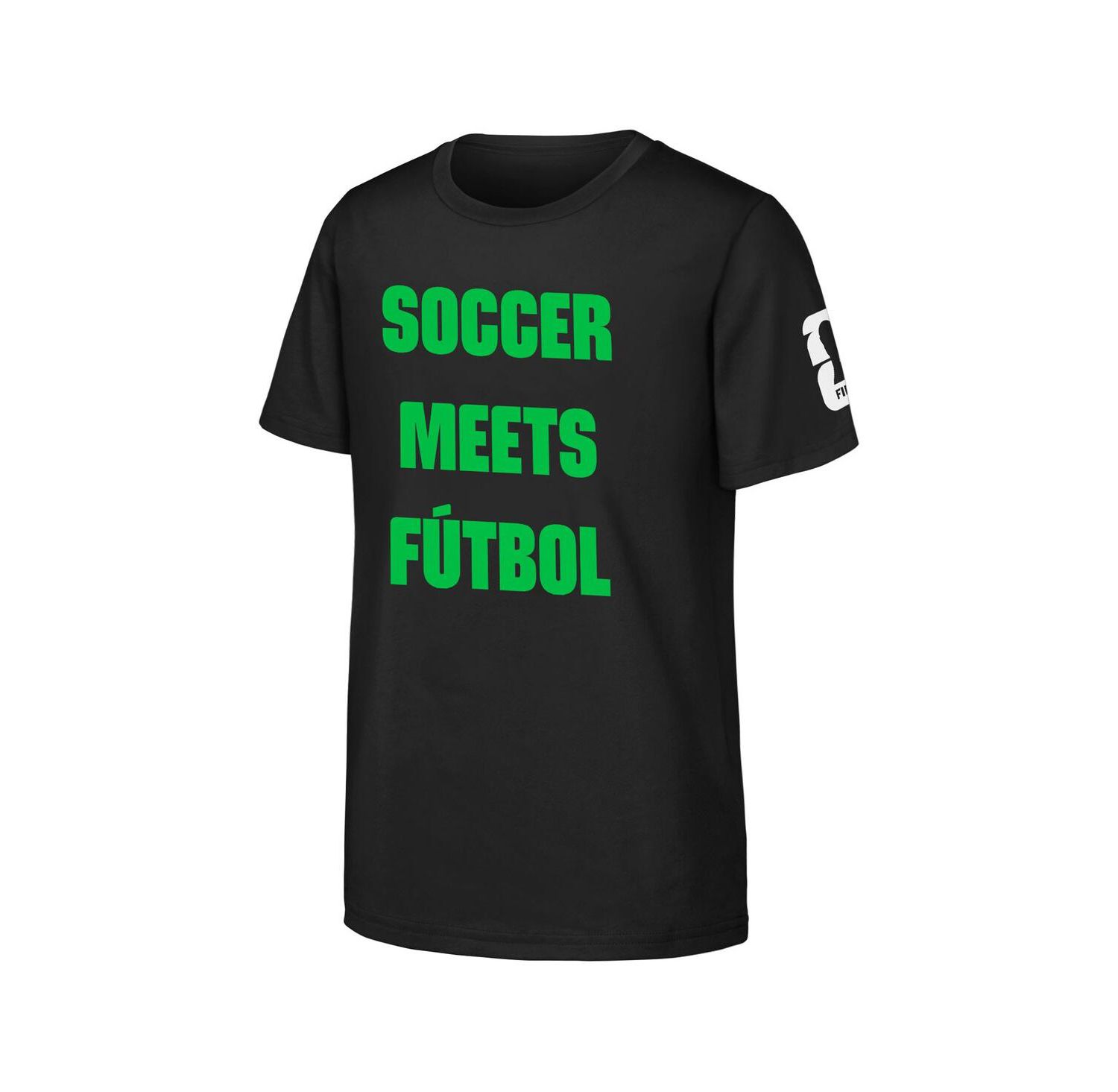 Big Boys and Girls Black FIFA World Cup 2026 Soccer Meets Football T-Shirt