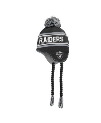 Big Boys and Girls Black Las Vegas Raiders Jacquard Tassel with Pom Knit Hat