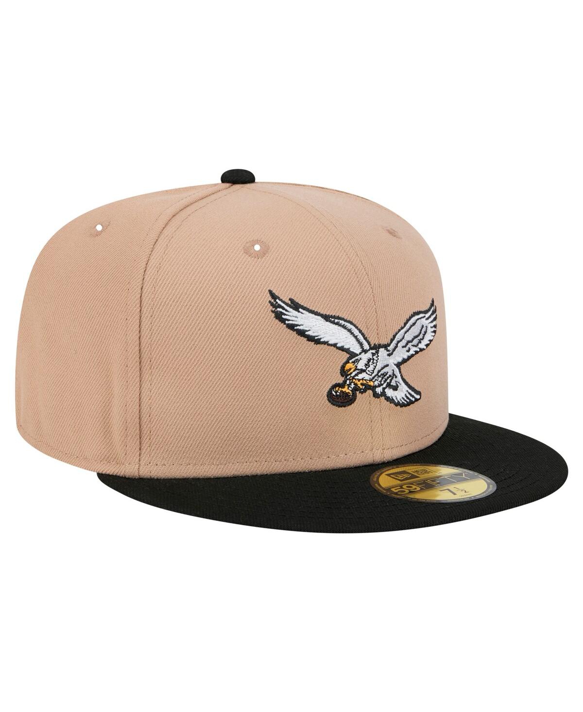 New Era Men's Tan Philadelphia Eagles Throwback Logo Main 59FIFTY Fitted Hat