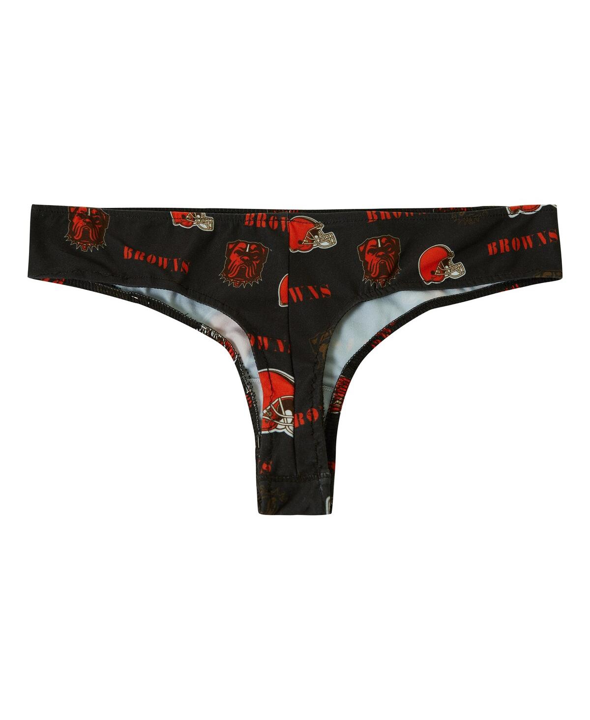 Concepts Sport Women's Brown Cleveland Browns Mosaic All Over Print Thong In Brown