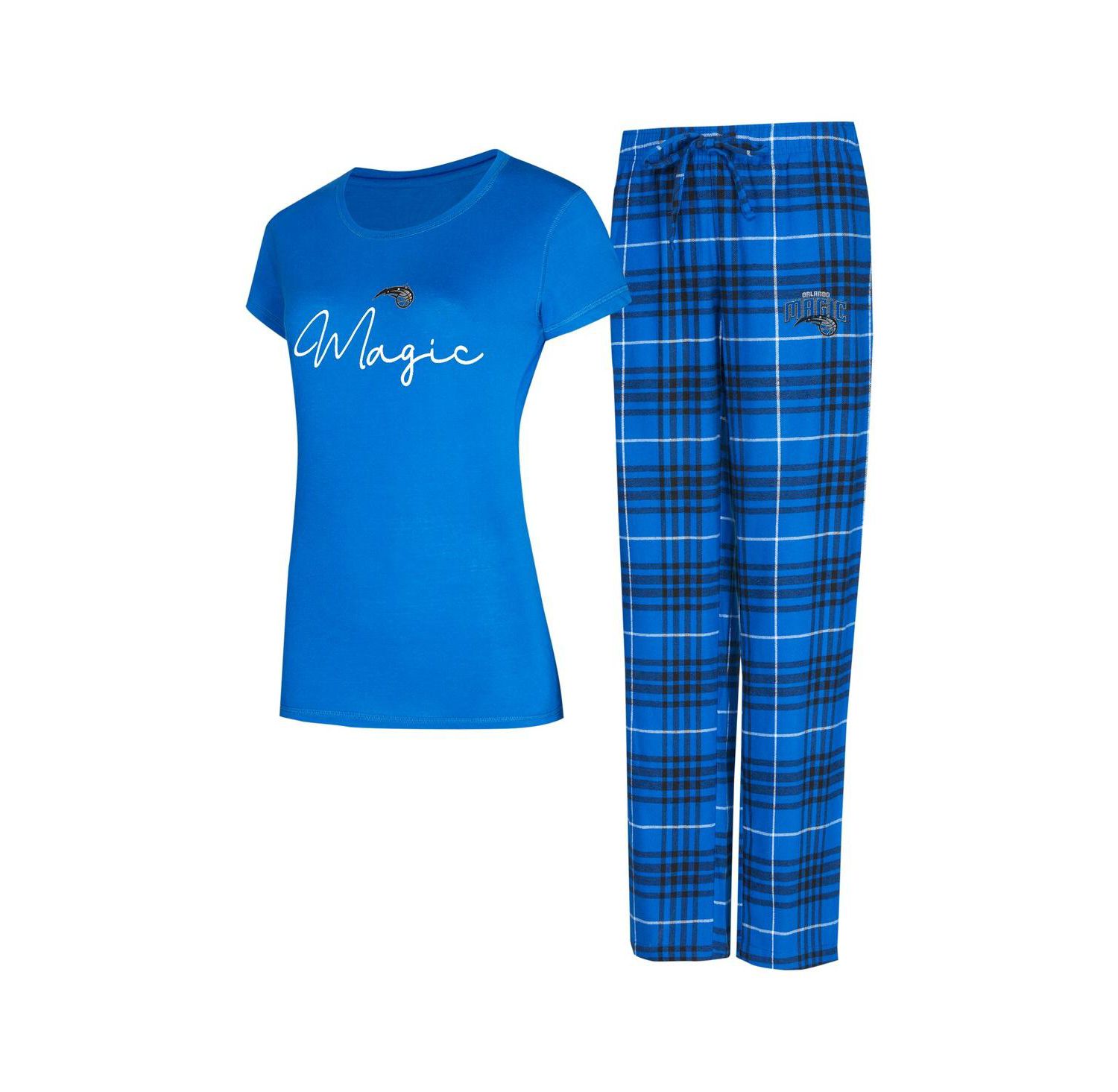 Women's 2-Piece Blue/Black Orlando Magic Vector Top and Flannel Pants Sleep Set