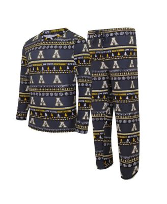 Concepts Sport - Men's Black Appalachian State Mountaineers Swivel Long Sleeve Top Pants Sleep Set