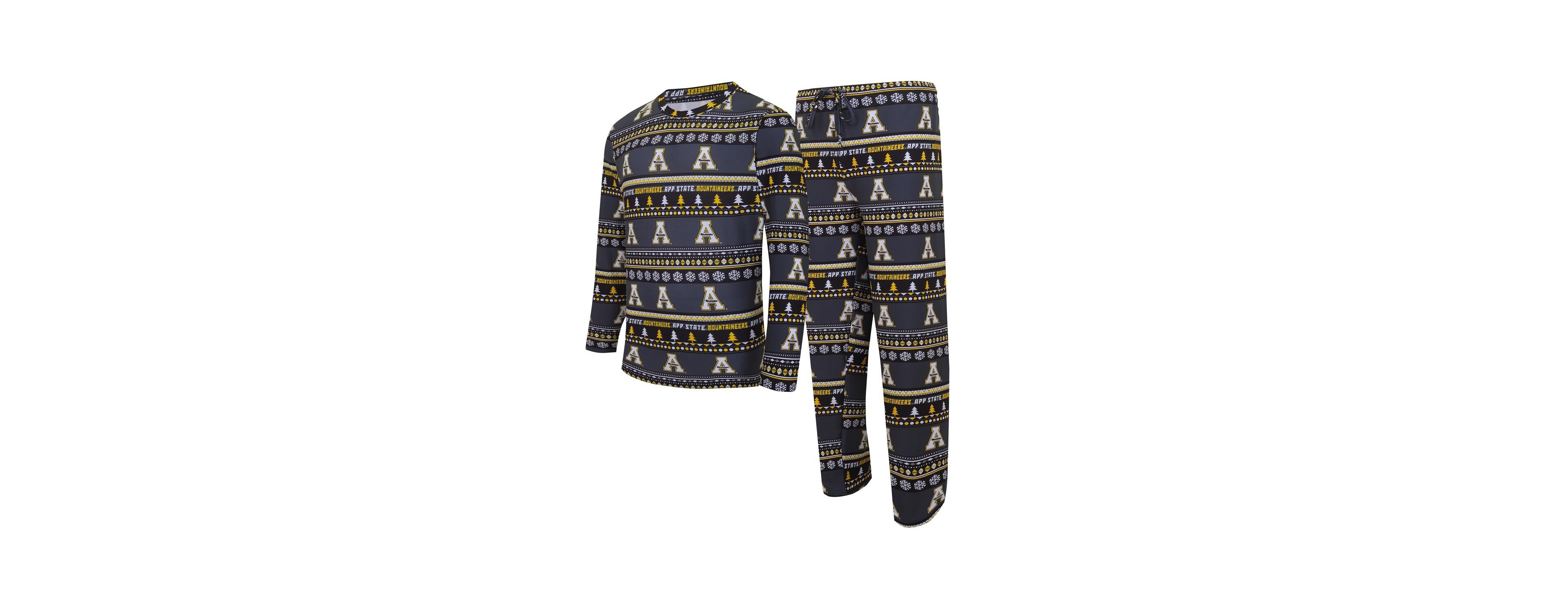 Concepts Sport Men's 2-Piece Black Appalachian State Mountaineers Swivel Long Sleeve Top and Pants Sleep Set