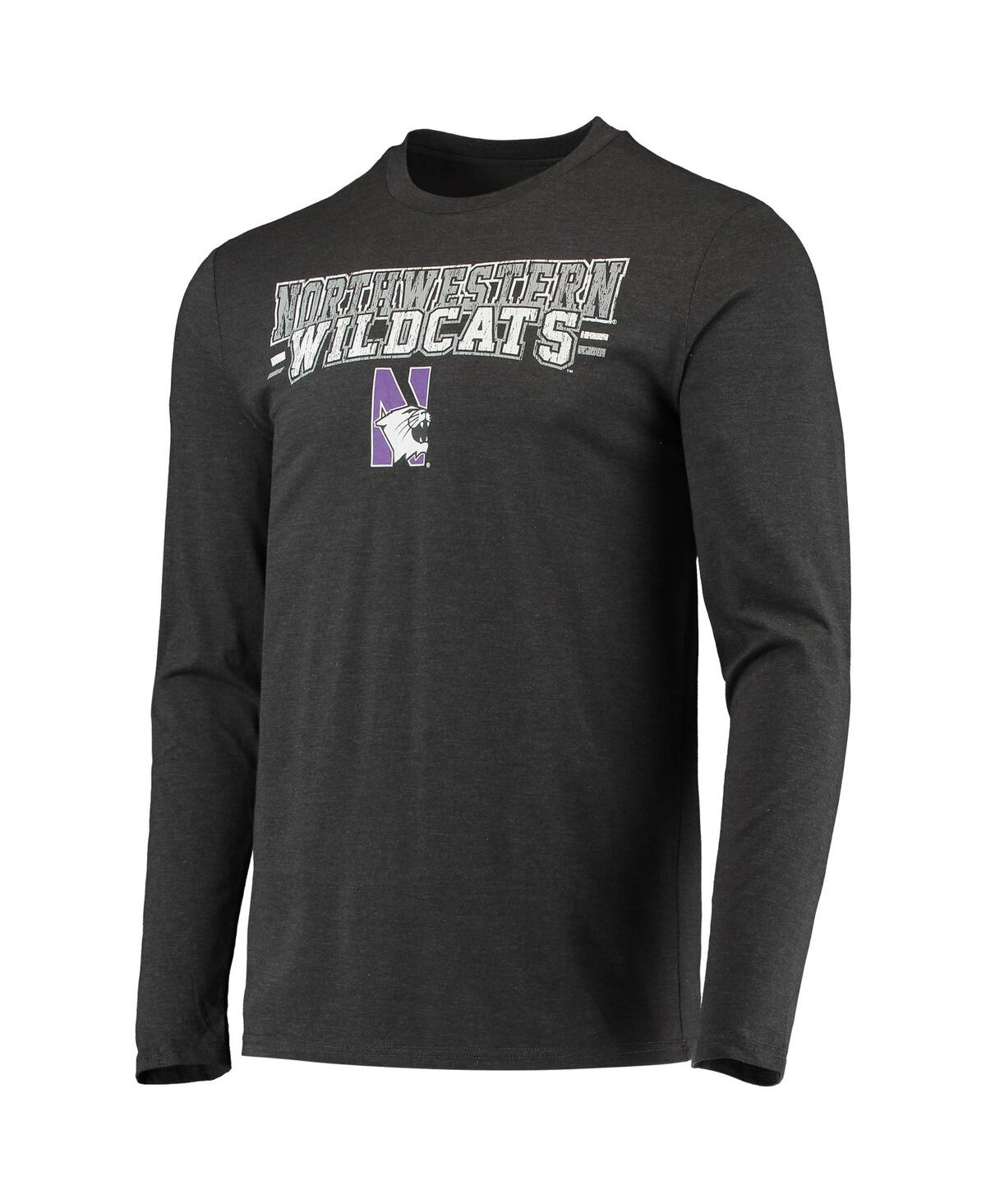 Concepts Sport Men's 2-Piece Purple/Heathered Charcoal Northwestern Wildcats Meter Long Sleeve Top and Pants Sleep Set