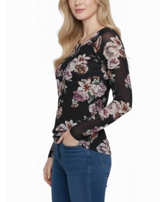 Women's Long Raglan Sleeve Mesh Top