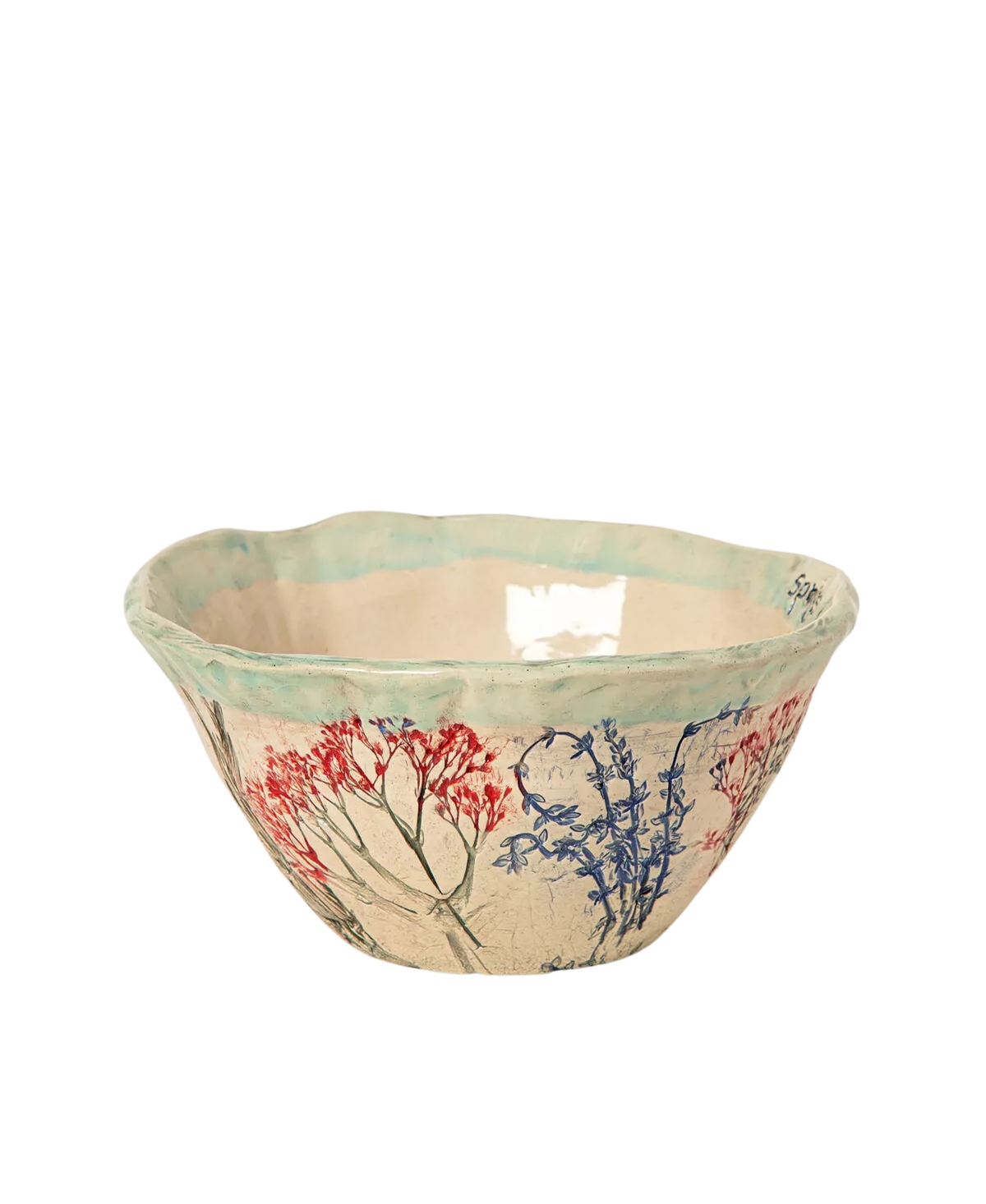 Uncommon Goods Sprigs of Kindness Herb-Imprinted Stoneware Bowl
