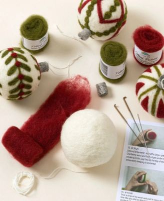 Set of 4 Festive Ornaments Beginner Needle Felting Kit