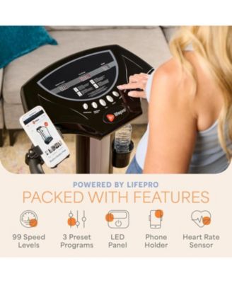 Rhythm Vibration Plate with handles, 99 speed levels, heart rate sensor, and phone holder for full-body recovery and improved circulation.