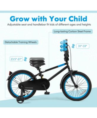 Adjustable Kids Bike with Training Wheels & Dual Brakes