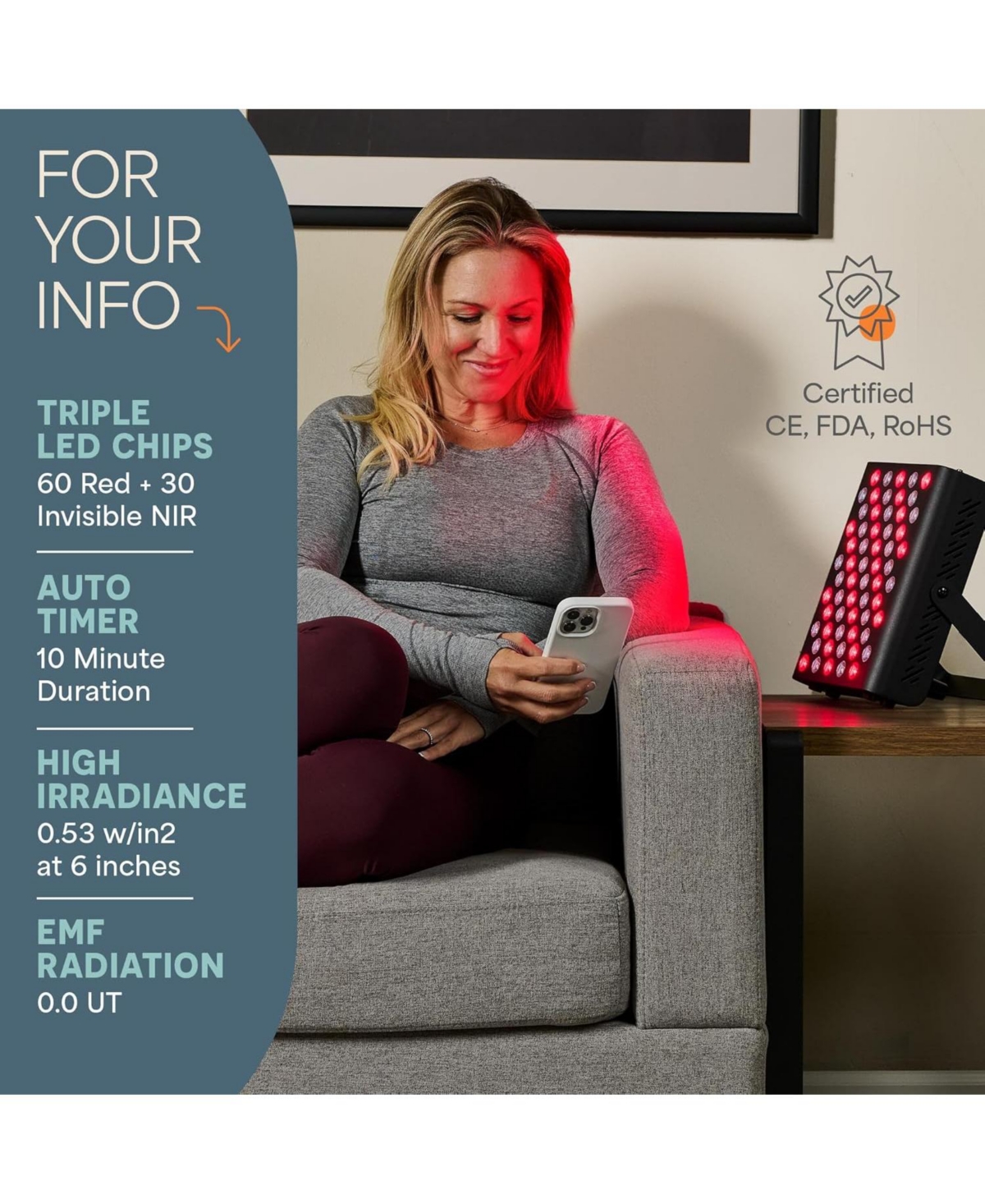 LifePro Red Light Therapy Panel - Infrared Light for Pain Relief, Inflammation, Skin Health, and Improved Circulation