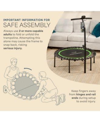 JumpTrack 40” Rebounder Trampoline with Jump Counter – Silent Bungee – 225/350 lb Capacity – Low-Impact Home Exercise