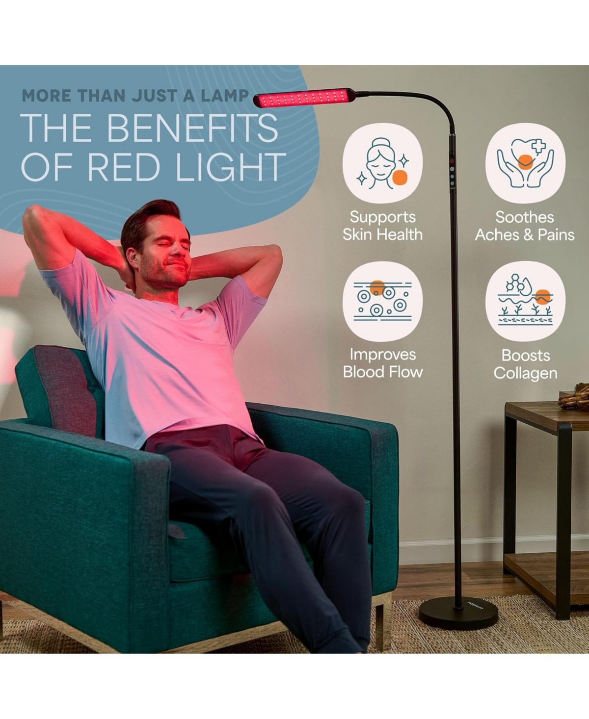 LifePro 2-in-1 Red Light Therapy & Reading Floor Lamp – 216 Led with Red, Near Infrared & White Light Modes for Skin Health, Pain Relief & Rela