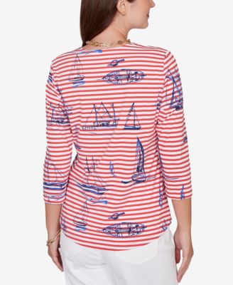 Petite Striped Sailboat Knit Top