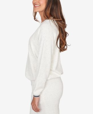 Petite Bubble Hem Fleck Knit Pullover Top