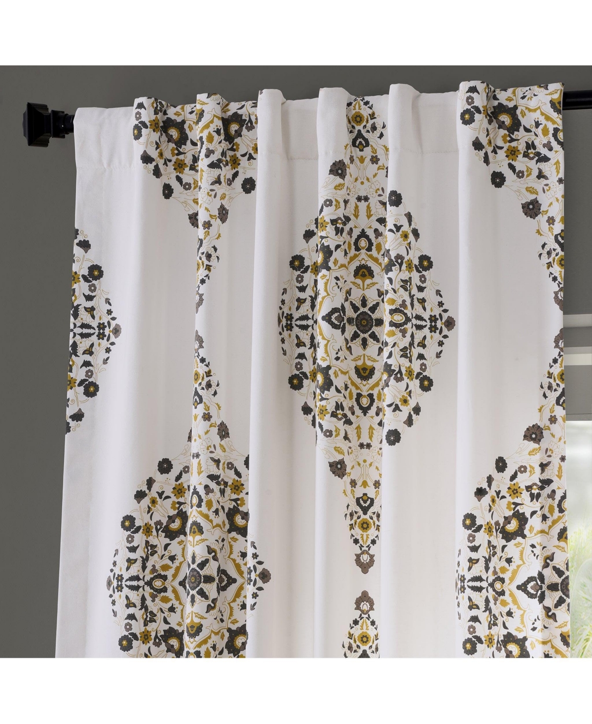 Half Price Drapes Emblem Printed Cotton Room Darkening Curtain