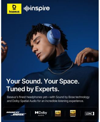 Inspire XH1 Wireless Headphones Bundle with 10,000mAh Power Bank, Adaptive Noise Cancelling, Hi-Res Over-Ear