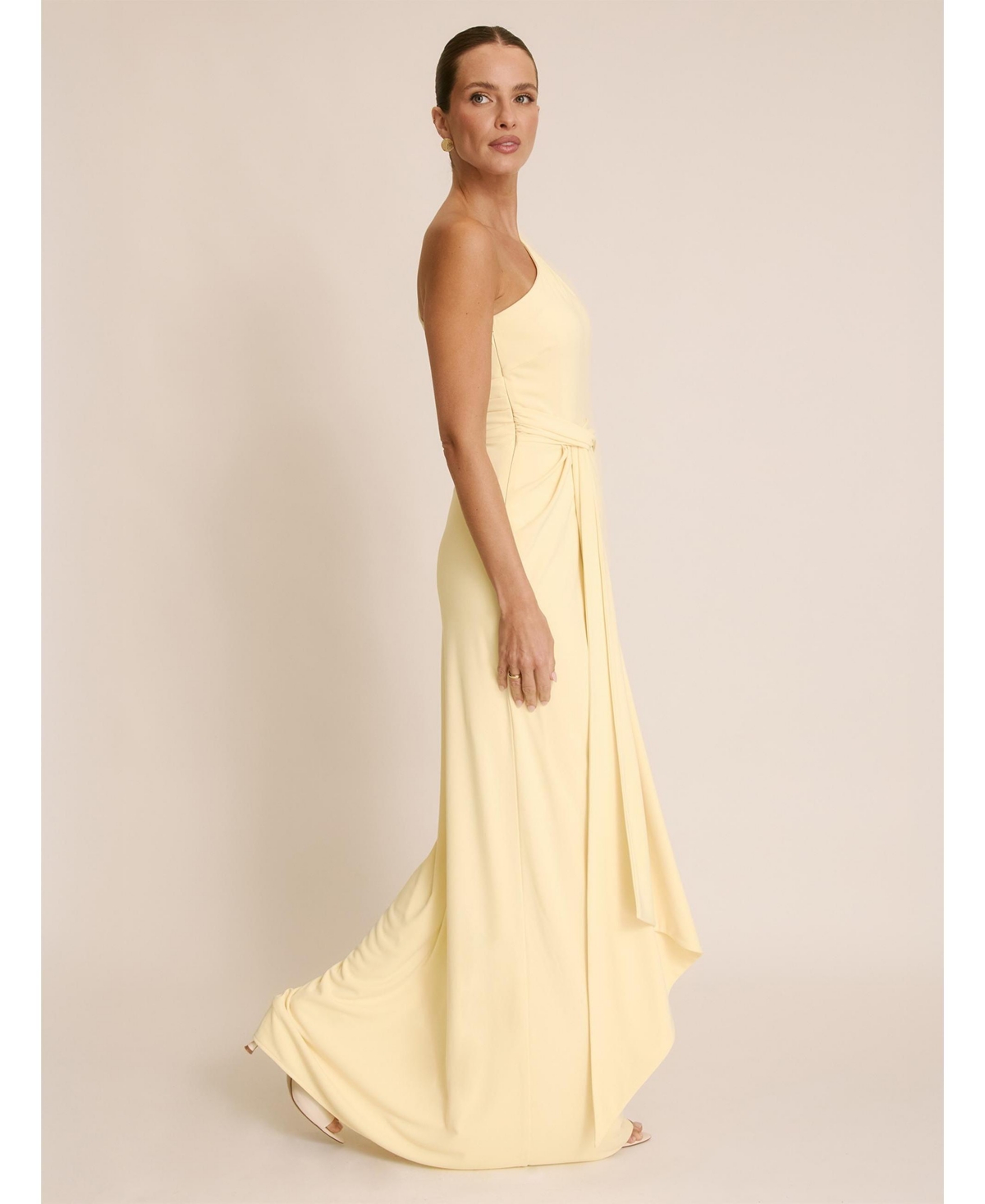 Six Stories Women's One Shoulder Drape Stretch Bridesmaid Dress