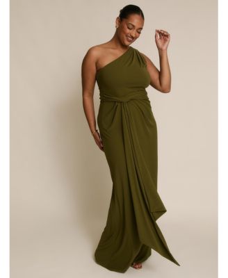 Women's One Shoulder Drape Stretch Bridesmaid Dress