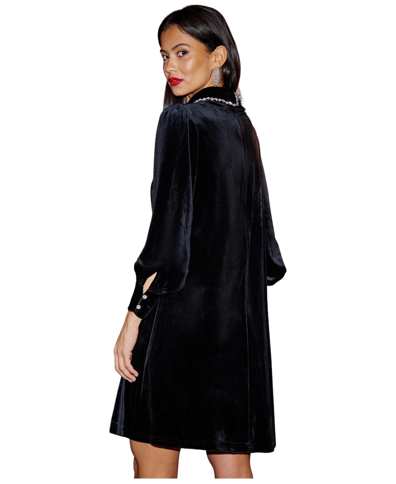 Women's Long Sleeve Velvet Tunic Dress