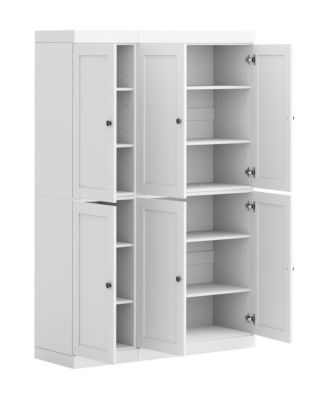 100% Solid Wood 48.5" Pantry Cabinet with Shaker Doors & Adjustable Shelves