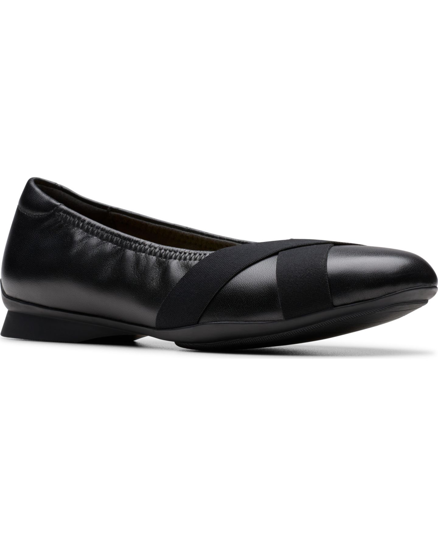 Женские балетки Clarks Jazmynn Gem с круглым носом, цвет: Чёрный кожаный — фото 1
