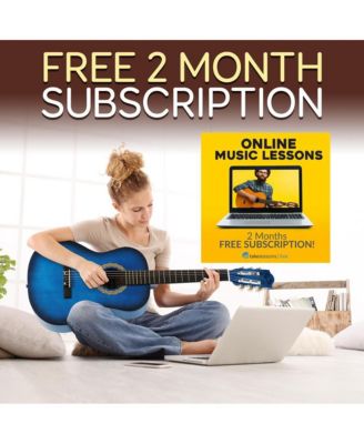 36'' -Inch 6-String Classic Guitar - 3/4 Size Scale Guitar with Digital Tuner & Accessory Kit, (Blue burst