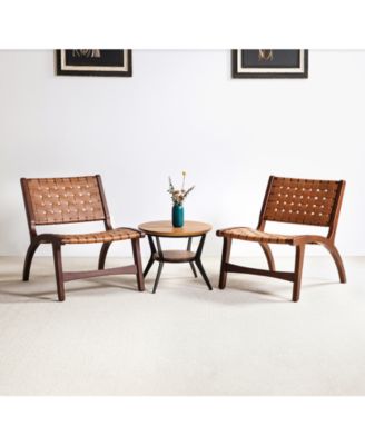 Mid-century Modern Borah Side Chair with Faux Leather Back