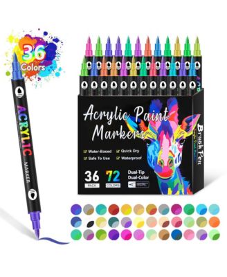 Dual Tip Acrylic Paint Markers, 74 Colors, Brush Pens for Wood, Glass, Rocks, Paper, Canvas, DIY Crafts for Adults & Kids