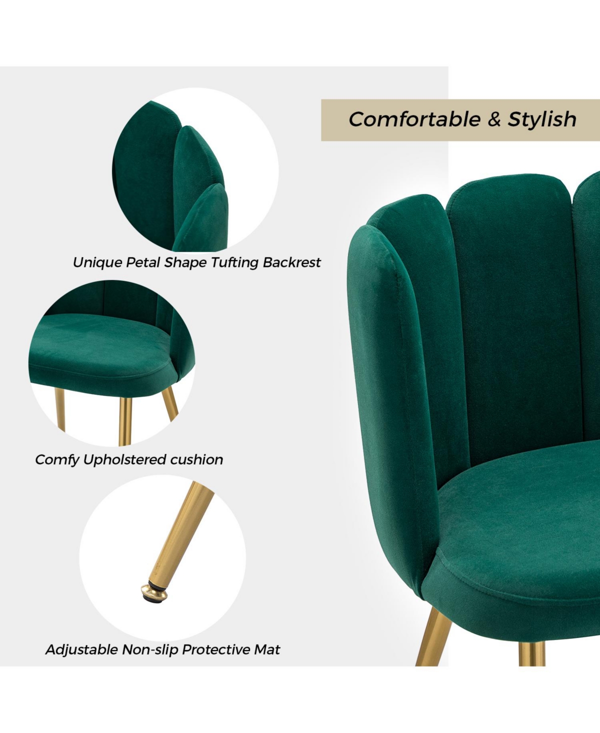 Contemporary Juan Side Chair with Tufted Back