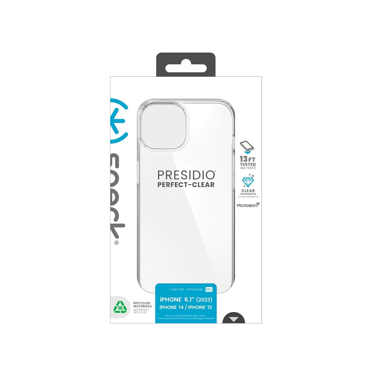 Speck Presidio Perfect Clear Case for Apple iPhone 15 / iPhone 14 / iPhone 13 / IPSE2025