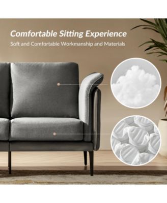 Vecent Modern Faux Leather-trimmed Fabric Sofa