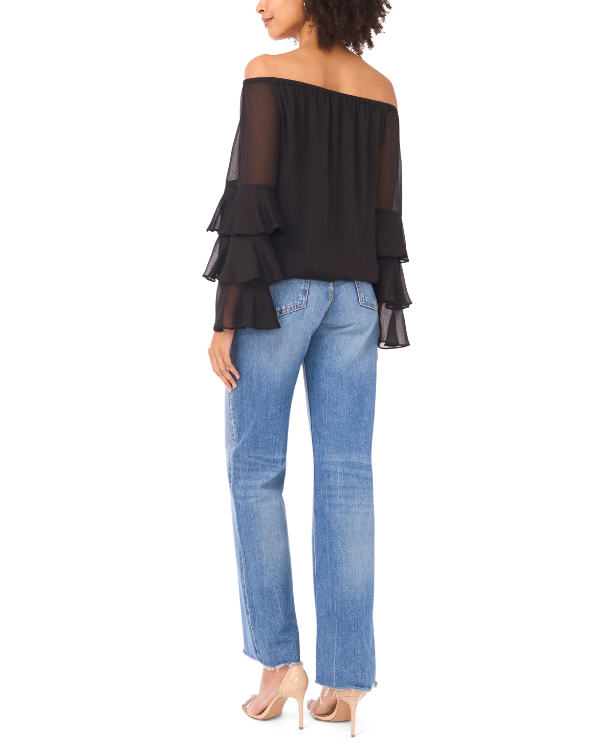 Sam & Jess Women's Long-sleeve Ruffle Top In Black