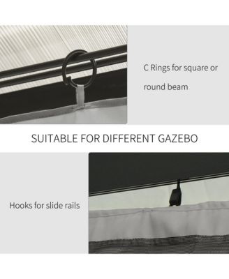 9.84' x 9.84' Gazebo Sidewall Set with Hooks/C-Rings,