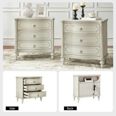 Mauro Traditional 3-Drawer End Table with Solid Wood Spindle Legs