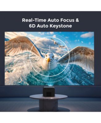 Poseidon E100 4K Projector with DLP Tech, 1800 ANSI Projector with WiFi and Bluetooth, 300'' Home Theater with Active 3D & 120% DCI-P3