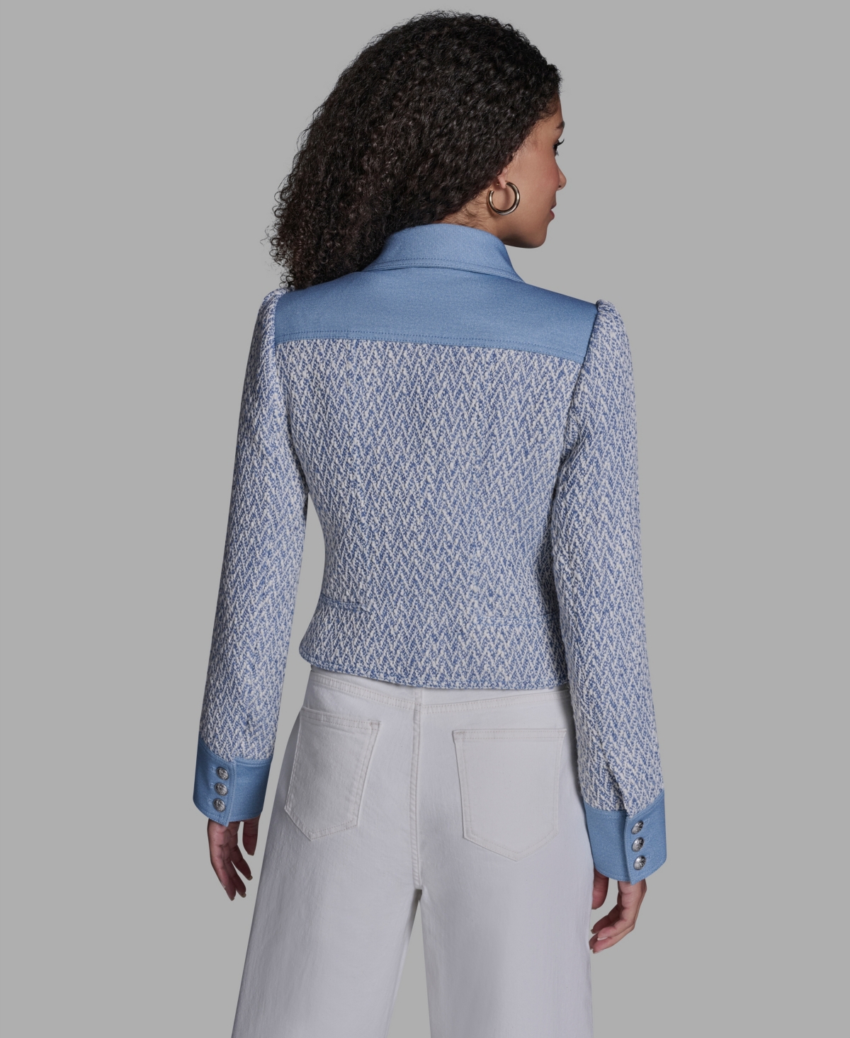 Bcbg Women's Chambray Collared Long-Sleeve Jacket