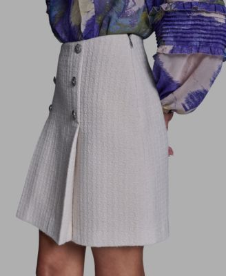 Women's Button Detail Pleated Mini Skirt