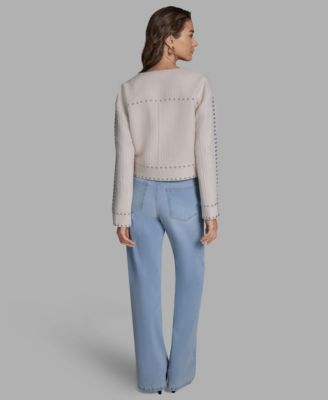 Women's Textured Stud Trim Long-Sleeve Jacket