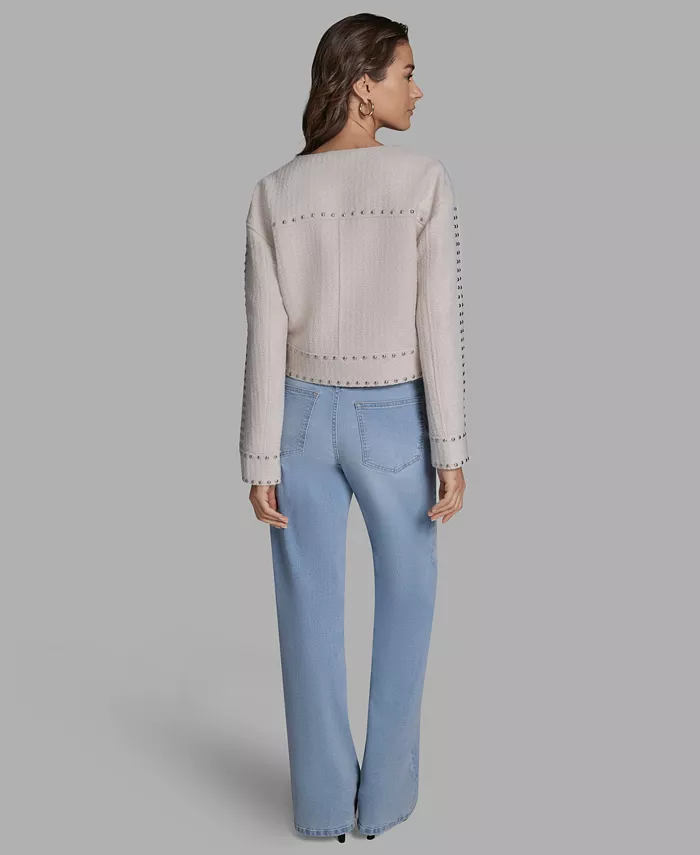 Women's Textured Stud Trim Long-Sleeve Jacket - thumbnail 8