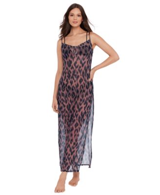 Women's Mesh Cowl Neck Maxi Swim Dress