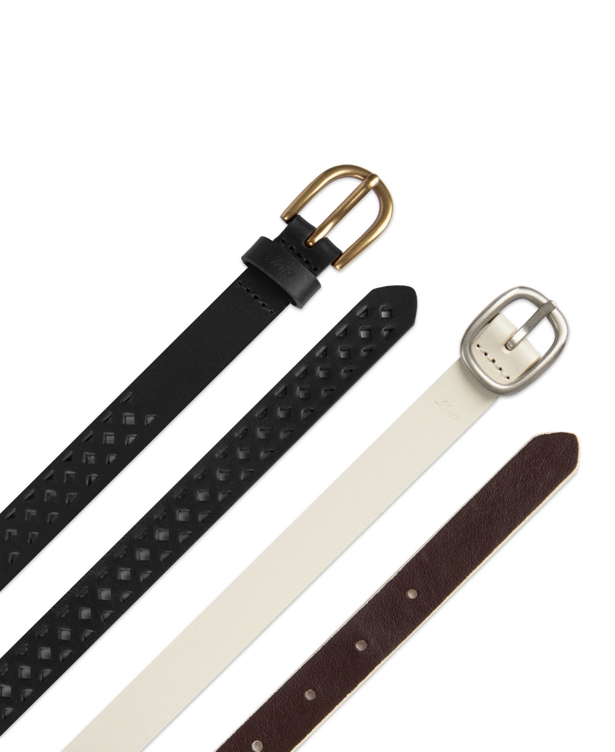 Levi's Women's 2-pack Perforated And Reversible Skinny Casual Belt Set In Black