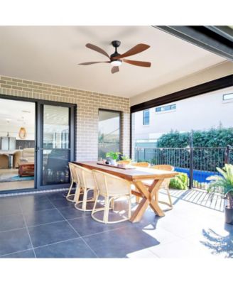 52-inch Minimalist Black 5-Blade Flush Mount with Remote Control and Led Light